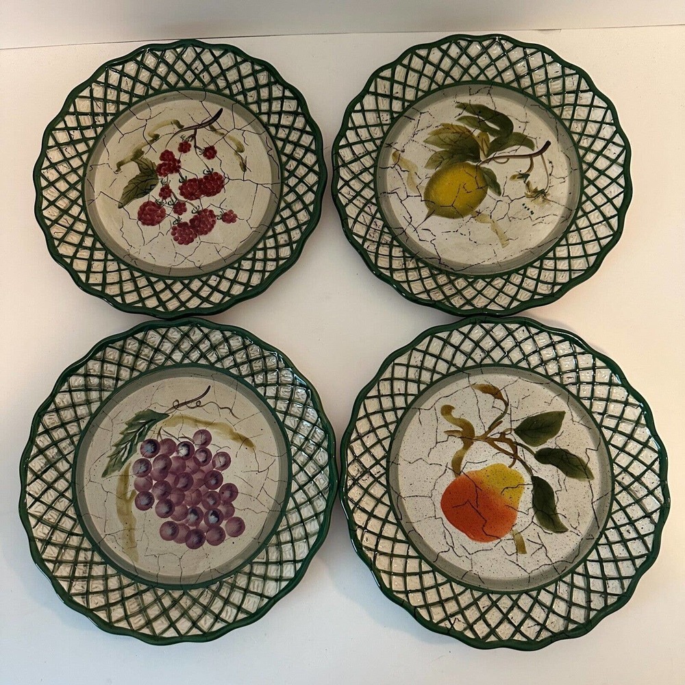CERTIFIED INTERNATIONAL"Fruit Lattice" Raymond Waites-Set of 4, 8.25" Plates VTG